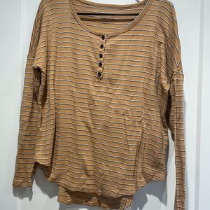 American Eagle Gold/Navy/White Striped Long Sleeve Women’s Small